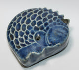 A Korean 19th Century fish form blue glazed water dropper. - asianartlondon