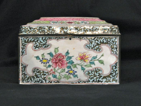 A Canton enamel box and cover.