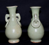 A pair of celadon twin handled vases. - asianartlondon