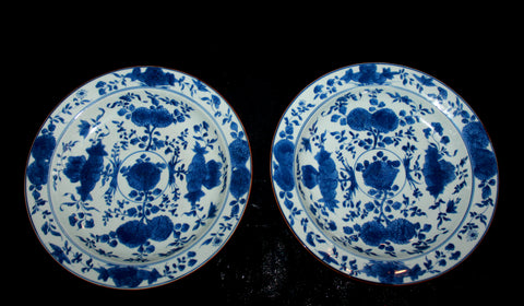 A pair of blue and white porcelain dishes.